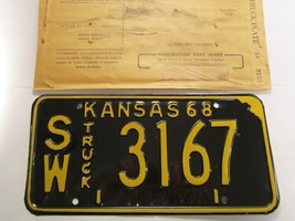 *Unused* LICENSE PLATE Truck Tag 1968 KANSAS SW 3167 Seward County [Z261] - $19.14
