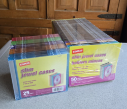 Staples Slim Jewel CD/DVD Cases Clear &amp; Assorted Colors 5 MM Thick Lot o... - £15.05 GBP