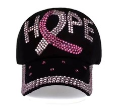 Pink Ribbon Breast Cancer Awareness Cap Womens Cancer HOPE Baseball Hat - £12.78 GBP