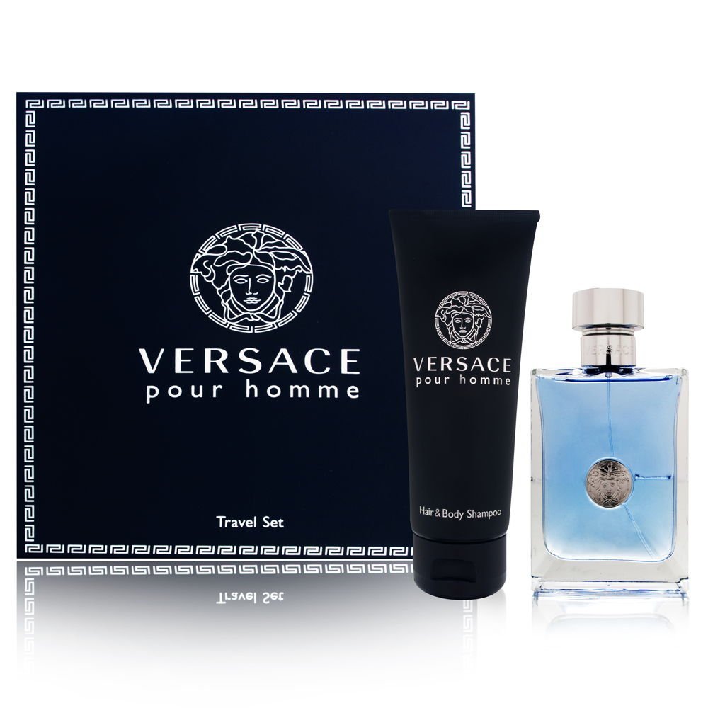 Primary image for Versace Pour Homme Men Gift Set (Eau De Toilette Spray, Hair and Body Shampoo)
