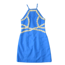 NWT Lilly Pulitzer Pearl Shift in Bennet Blue Gold Trim Sleeveless Dress 2 $198 - $82.00