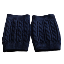 Womens Black Cable Knit Soft Boot Cuffs Covers Toppers Ribbed Edging - £9.53 GBP