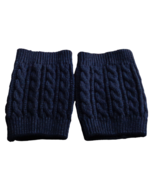 Womens Black Cable Knit Soft Boot Cuffs Covers Toppers Ribbed Edging - £9.34 GBP