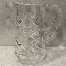 Vintage Crystal Clear Small Glass Ribbed Handle Pitcher Creamer 5.5” Tall - £6.02 GBP