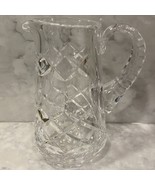 Vintage Crystal Clear Small Glass Ribbed Handle Pitcher Creamer 5.5” Tall - £6.01 GBP