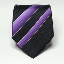 Alfani Men Dress Silk Tie Black Purple Stripes length 59&quot; width 3.5&quot; - £15.24 GBP