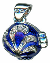 Russian Faberge Silver Egg Pendant, Blue Curls with gems in both front and - £30.33 GBP
