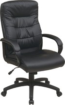 Office Star Padded Faux Leather Seat and High Back Executive Chair with, Black - £193.01 GBP