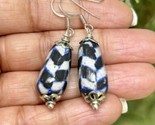 925 Sterling Silver &amp; Jaipur Blue Pottery Drop Earrings Jewelry, 40 mm l... - £14.09 GBP