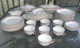 W.H. Grindley The Victory 46pc China Set England 1911 Floral Gold Trim - $786.95 CAD
