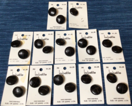 Vintage Lot of 23 Buttons on Card La Petite #741 Black 7/8&quot; ~874A - £7.78 GBP