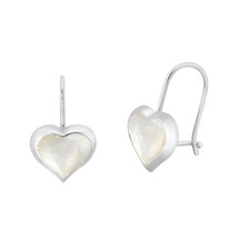 Adorable Hearts Mother of pearl and Sterling Silver Ear Wire Earrings - £11.89 GBP