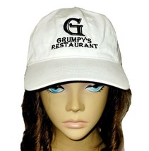 Grumpy&#39;s Restaurant White Hat Cap Adj Buckle Strap, &quot;Home of the Bad Moo... - £18.58 GBP