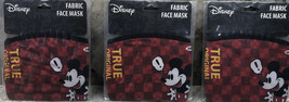 3ea Adults 14 &amp; Up Disney Mickey Mouse True Original Fabric Face Mask Ne... - £7.69 GBP