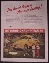 1952 Vintage INTERNATIONAL FARM TRUCKS Art Print Ad Famous Family pickin... - $7.99