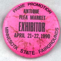 Antique Flea market Exhibitor 1990 Minnesota State Fairgrounds Pin Button - $11.95