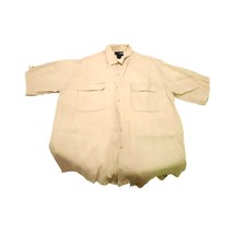 Vintage Trader Bay Men`s Shirt Beige Linen Cotton Short Sleeve Button Do... - £15.70 GBP