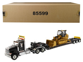 International HX520 Tandem Tractor Black with XL 120 Lowboy Trailer and CAT Cate - £180.58 GBP
