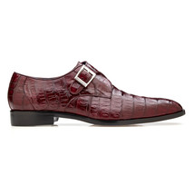 Belvedere Shoes Genuine Caiman Crocodile Single Monk Strap R99 Angelo Burgundy image 3