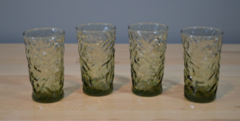  4 Aztec Olive Green Libbey Juice Glass Drinking Tumbler Glasses 5 oz 1960s  - £19.91 GBP