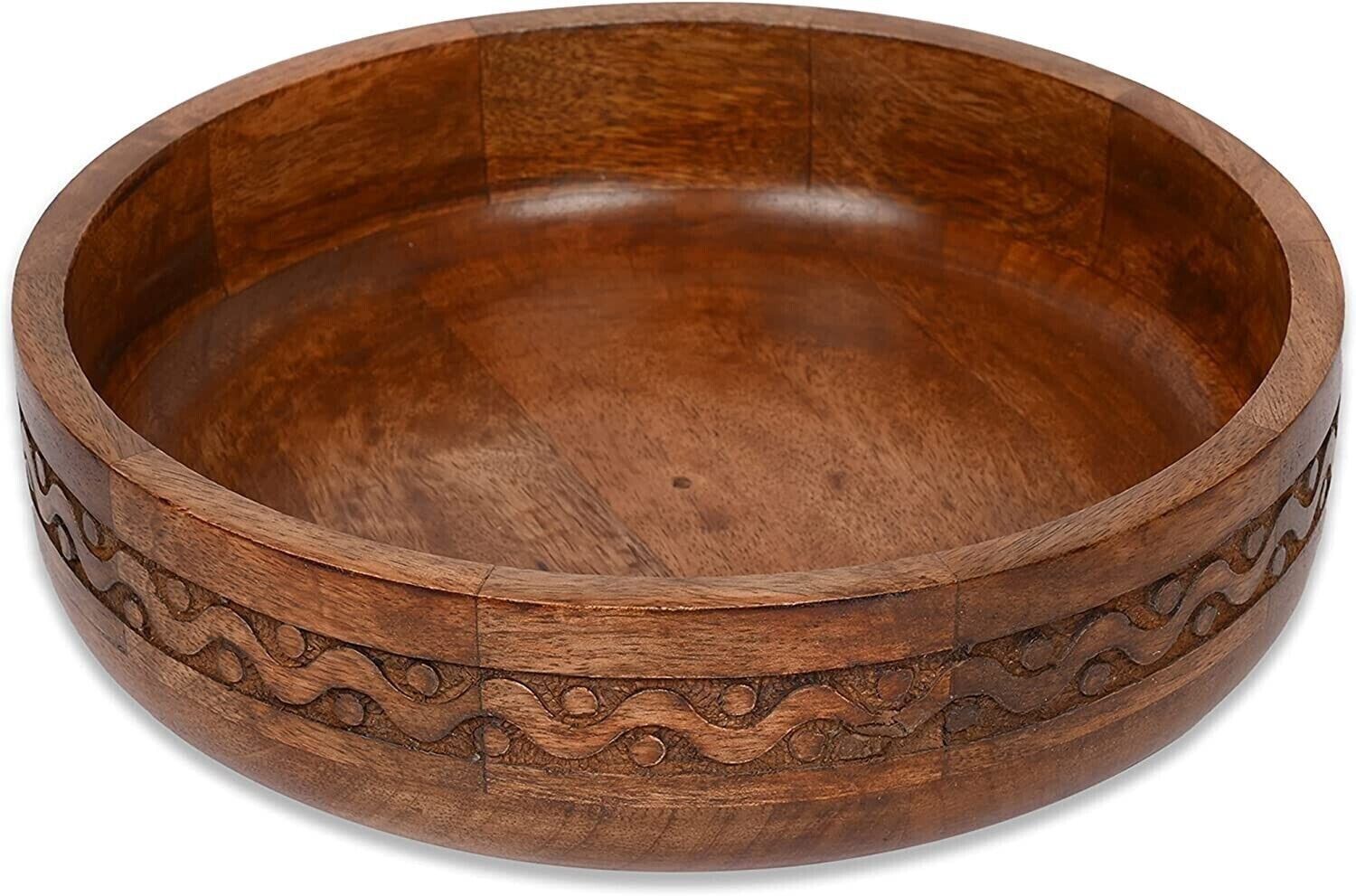 Mango Wood Decorative Round Carved Bowl gift item new - £69.41 GBP