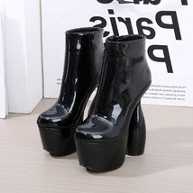 Winter New Women&#39;s Boots Sexy Round Toe Waterproof Platform Zipper Special-shape - £61.33 GBP
