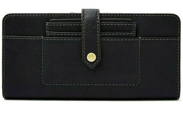 NWB Fossil Myra Tab Clutch Black Leather Wallet SWL2449001 Purse $88 Dust Bag Y - £34.51 GBP