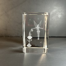 Tinker Bell Watering a Flower 3d Etched Disney Crystal Glass 3&quot;x2&quot; Paper... - $24.99