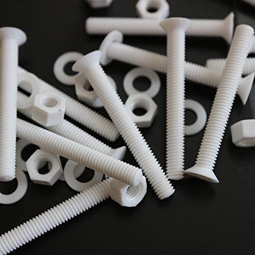20 x White Countersunk Screws Polypropylene (PP) Plastic Nuts and Bolts,... - $19.79