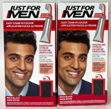 Just For Men Easy Comb-In Hair Dye Color Applicator Rich Black A-65 2 Pack - £10.46 GBP