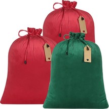 3 Pcs Velvet Santa Gift Sack 16.1x19.8inch Reusable Christmas Bags with ... - $39.71