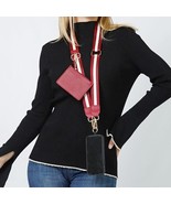 Clip N&#39; Carry Crossbody Phone Strap Carrier Pouch Wallet Preppy Red Whit... - $33.95 CAD