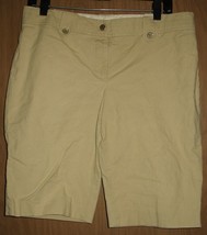 Womens 10 Tory Burch Tan/Khaki Brass Buttons Walking Bermuda Chinos Shorts - £8.56 GBP