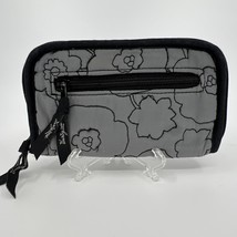 Thirty One 31 Soft Wallet Grey Quilted Poppy Flower Zip Around Stitched ... - $224.65 MXN