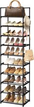 WEXCISE Narrow Shoe Rack 10 Tiers Tall Shoe Rack for Entryway 20 24 Pair... - $26.99