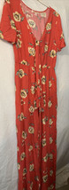 Band Of Gypsies Red Floral Jumpsuit Tie Front Size Medium - £15.76 GBP