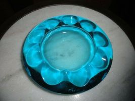 Adolph Matura Retro Sklo Onion , Czech ashtray light blue vintage glass 7" image 2