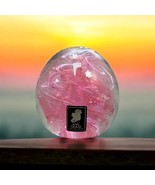 Kerry Ireland Pink &amp; White Swirl Art Hand Made Glass Paperweight With Label - $29.69