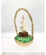 Vintage Inge Glas Bunny Rabbit Easter Basket Christmas Nest ornament RAR... - $55.44