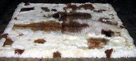 Baby alpaca fur rug, brown / white spots, from Peru 90 x 60 cm/ 2&#39;95 x 1&#39;97 ft - £160.54 GBP
