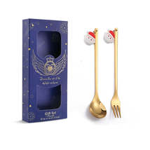 2pcs /Pack Christmas Mixing Spoon Fruit Fork With Pendant Flatware, Style: Elder - £3.15 GBP