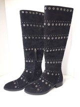 Sam Edelman Chandler Suede Leather Black Boots Studded Tall High Riding Size 6 - $90.08