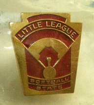 Little League State Award Softball Screw Back Vtg Balfour Pin Red Gold Tone New! - £10.50 GBP