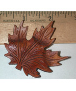 handcrafted Leather Maple Leaf Pin vintage brooch - $10.00