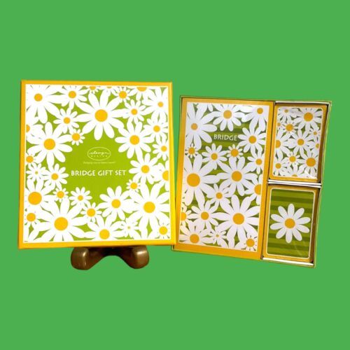 Daisy Crazy Bridge Card Gift Set Two Jumbo Print Card Decks One Bridge Score Pad - £15.98 GBP