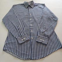 Van Heusen Fitted Men's White & Blue Stripes Cotton Blend Button Up Shirt Size M image 6