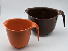 Rubbermaid Mixing Bowls Set 2 Vintage 1970s Earth Tones 6 Cup 3 Qt Kitchen - $22.87