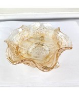 Depression Glass Pale Amber Bowl Claw Footed Bellflower Ruffled - £50.84 GBP
