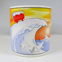 1990s Coca-Cola Brand Stoneware by Sakura Surfing Polar Bears Coffee Mug - £7.68 GBP
