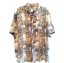 2X Haband Hawaiian Tribal Batik Short Sleeve Shirt Blue White - $18.69